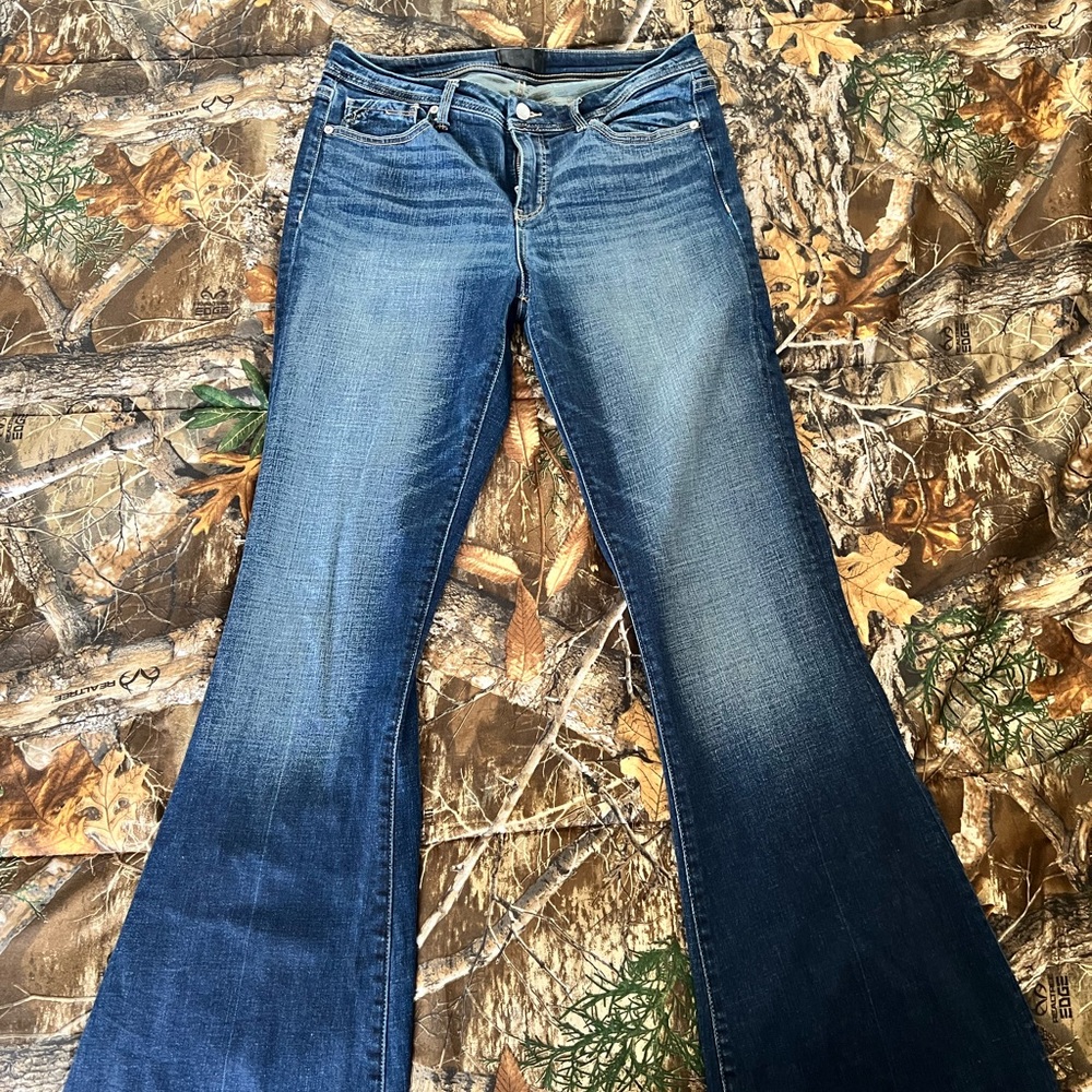 Buckle Black - Flare Wide Leg Jeans with Vintage Fading